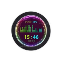 2.8inch USB Monitor, IPS Panel, CPU Cooler Screen, PC case Secondary Screen, 480×480 Resolution, With Music Spectrum Analysis Function - Black