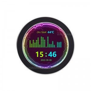 2.8inch USB Monitor, IPS Panel, CPU Cooler Screen, PC case Secondary Screen, 480×480 Resolution, With Music Spectrum Analysis Function - Black