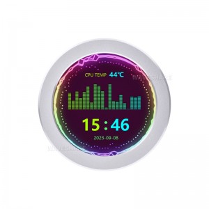 2.8inch USB Monitor, IPS Panel, CPU Cooler Screen, PC case Secondary Screen, 480×480 Resolution, With Music Spectrum Analysis Function - Silver
