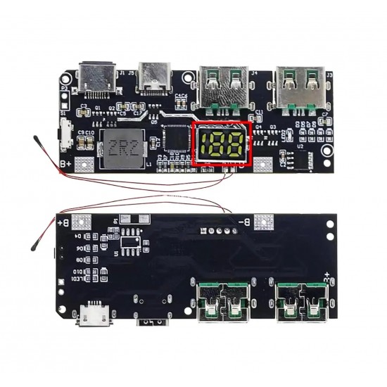 22.5W 5V 4.5A 18650 Mobile Power Bank Charging Module With Digital Tube Display - Dual USB Micro/Type Interface - QC4.0 QC3.0 LED with NTC Temperature Protection 22.5W 5V 4.5A 18650 Mobile Power Bank Charging Module With Digital Tube Display - Dual USB Micro/Type Interface - QC4.0 QC3.0 LED with NTC Temperature Protection