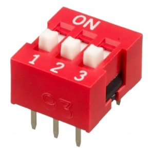 3 Way DIP Switch 2.54mm Pitch SPST 24V 25mA 3 Way DIP Switch 2.54mm Pitch SPST 24V 25mA