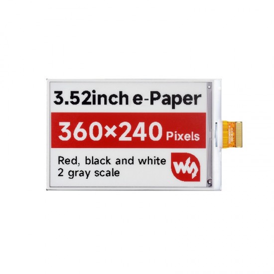 3.52inch E-Paper /  E-Ink Raw Display (B), 360x240, Red/Black/White, SPI Interface