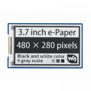 3.7inch e-Paper e-Ink Display HAT For Raspberry Pi, 480×280, Black / White, 4 Grey Scales, SPI Interface