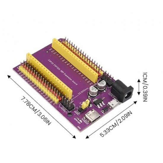 38 Pin ESP32 GPIO Expansion Board with Type-C USB and Micro USB Dual Interface for ESP32 ESP-32 ESP-32S Development Board - Purple Color