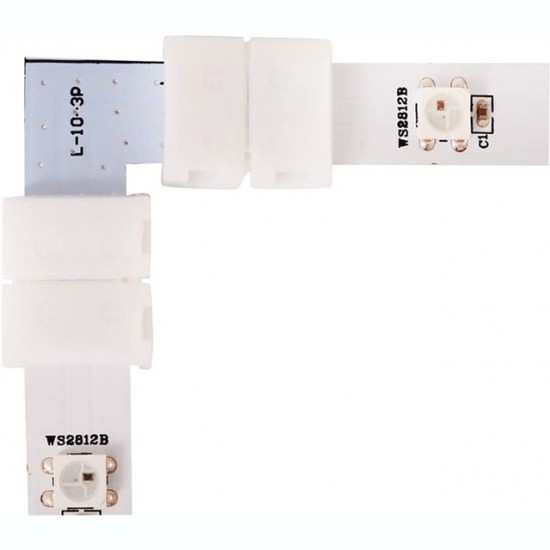 3 Pin 10mm L Shaped Solderless LED Strip Connector For WS2812B / WS2811