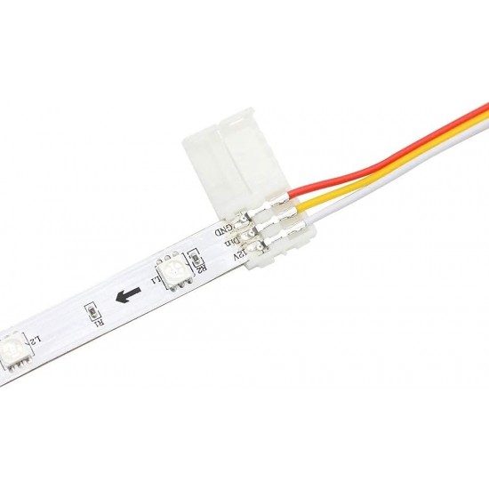 3 Pin 10mm Solderless LED Strip Connector For WS2812B / WS2811 - Double End - 15cm Wire