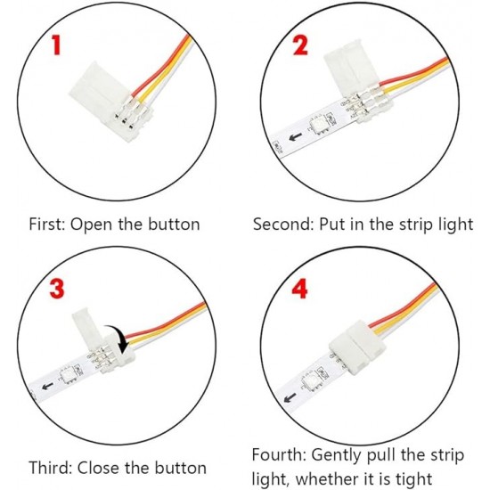 3 Pin 10mm Solderless LED Strip Connector For WS2812B / WS2811 - Double End - 15cm Wire