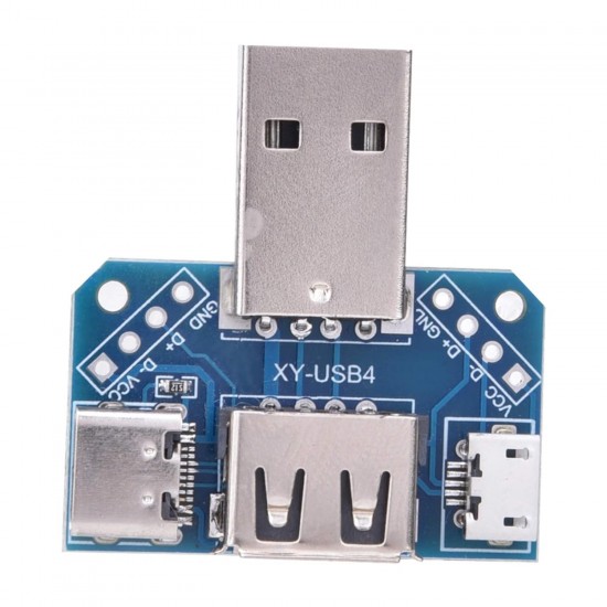 4 in 1 USB Adapter Board, Male to Female Micro Type-C 4P 2.54mm USB4 Module Converter