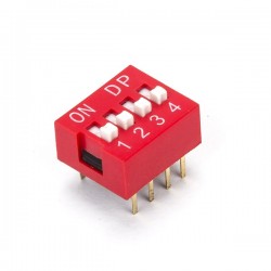 4 Way DIP Switch 2.54mm Pitch SPST 24V 25mA 4 Way DIP Switch 2.54mm Pitch SPST 24V 25mA