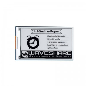 4.26inch e-Paper display HAT, 800x480, Black/White, SPI Interface 4.26inch e-Paper display HAT, 800x480, Black/White, SPI Interface