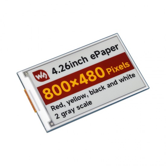 Waveshare 4.26inch E-Paper Display Module (G), 800 × 480 Resolution, Red/Yellow/Black/White, SPI Communication Interface, Standard Raspberry Pi 40PIN GPIO Header Waveshare 4.26inch E-Paper Display Module (G), 800 × 480 Resolution, Red/Yellow/Black/White, SPI Communication Interface, Standard Raspberry Pi 40PIN GPIO Header