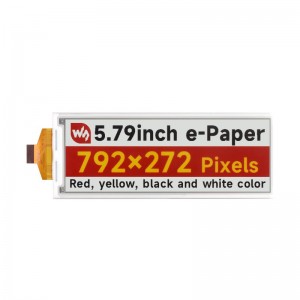 5.79inch E-Paper Raw Display (G), e-ink display, 792x272, Red/Yellow/Black/White, SPI Interface 5.79inch E-Paper Raw Display (G), e-ink display, 792x272, Red/Yellow/Black/White, SPI Interface