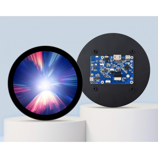 5inch HDMI Round Touch Display, 1080 × 1080, IPS, 10-Point Touch, Optical Bonding Toughened Glass Panel