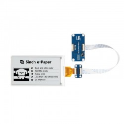 5inch e-Paper Display Hat , 960 × 552, Black / White, SPI Interface, Based On Raspberry Pi 40PIN GPIO Header