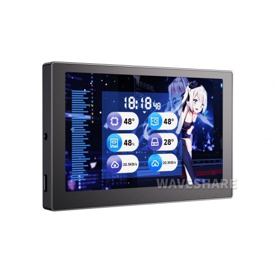 5 Inch 800x480 IPS Panel USB Monitor, PC Case Secondary Screen / Desktop RGB Ambient Screen - Black