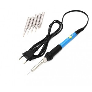 60W 220V Soldering Iron Adjustable Temperature Controller - Ceramic Heating - 1.2 Meter Cable Length With 5 Pcs Soldering Iron Tips