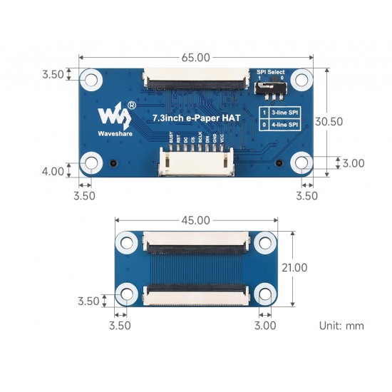 e-Paper Raw Panel Driver HAT for ACeP 7-Color E-Paper Display