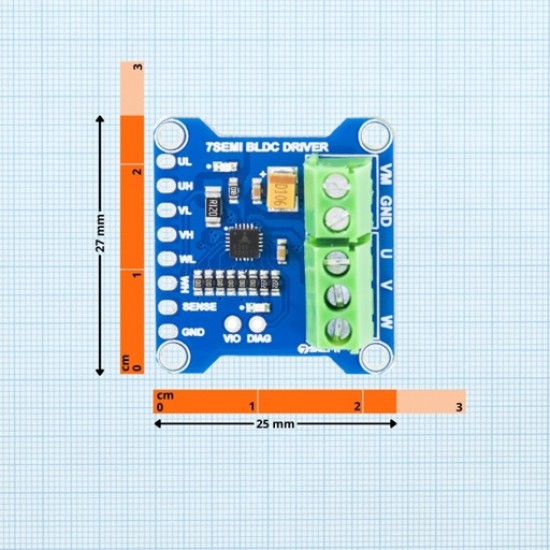 7Semi 3-Phase BLDC Motor Driver Breakout – 2V–11V Input, 3-Phase Motor Control (MPN: MD-10120)