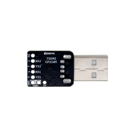 7Semi CP2105 USB to Dual UART Converter – USB Type-A, Dual Serial Interface (MPN:CM-11028)