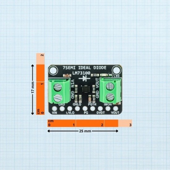 7Semi LM73100 Ideal Diode Protection Module –3.3V - 20 V, 5A Reverse Polarity & Overvoltage Protection (MPN:BO-10213)
