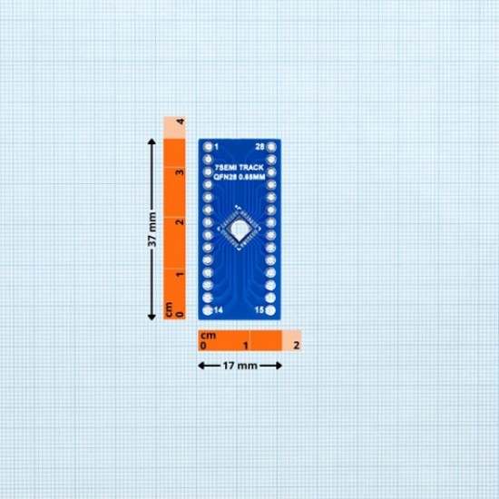 7Semi QFN28 Adapter Board - SMD to 28 Pin DIP (MPN: TR-10111) 7Semi QFN28 Adapter Board - SMD to 28 Pin DIP (MPN: TR-10111)