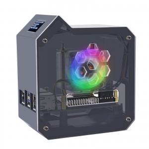 52Pi ABS Mini Tower Kit Black Case For Raspberry Pi 5 With Ice Tower Cooler OLED