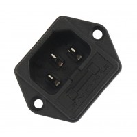 IEC320 C14 3-Pin Male AC Power Inlet Socket with Fuse Holder - 250V 10A - Panel Mount