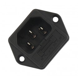 IEC320 C14 3-Pin Male AC Power Inlet Socket with Fuse Holder - 250V 10A - Panel Mount