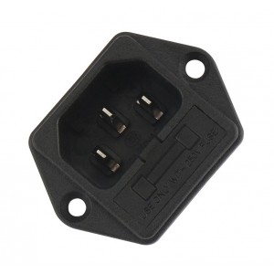 IEC320 C14 3-Pin Male AC Power Inlet Socket with Fuse Holder - 250V 10A - Panel Mount