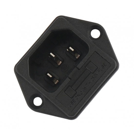 IEC320 C14 3-Pin Male AC Power Inlet Socket with Fuse Holder - 250V 10A - Panel Mount IEC320 C14 3-Pin Male AC Power Inlet Socket with Fuse Holder - 250V 10A - Panel Mount