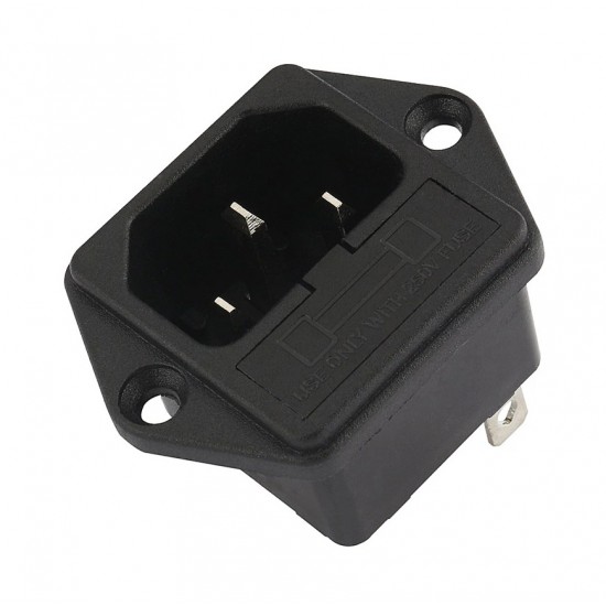 IEC320 C14 3-Pin Male AC Power Inlet Socket with Fuse Holder - 250V 10A - Panel Mount IEC320 C14 3-Pin Male AC Power Inlet Socket with Fuse Holder - 250V 10A - Panel Mount