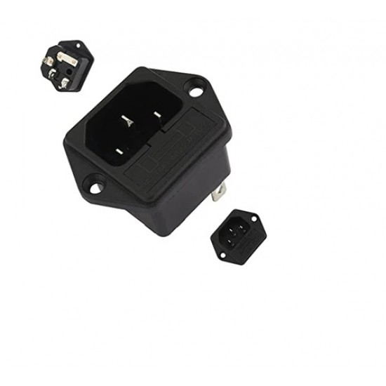 IEC320 C14 3-Pin Male AC Power Inlet Socket with Fuse Holder - 250V 10A - Panel Mount IEC320 C14 3-Pin Male AC Power Inlet Socket with Fuse Holder - 250V 10A - Panel Mount