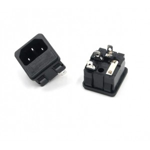 IEC320 C14 3-Pin Male AC Power Inlet Socket with Fuse Holder - 250V 10A - Panel Mount Snap Locking IEC320 C14 3-Pin Male AC Power Inlet Socket with Fuse Holder - 250V 10A - Panel Mount Snap Locking