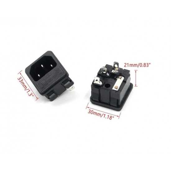 IEC320 C14 3-Pin Male AC Power Inlet Socket with Fuse Holder - 250V 10A - Panel Mount Snap Locking IEC320 C14 3-Pin Male AC Power Inlet Socket with Fuse Holder - 250V 10A - Panel Mount Snap Locking