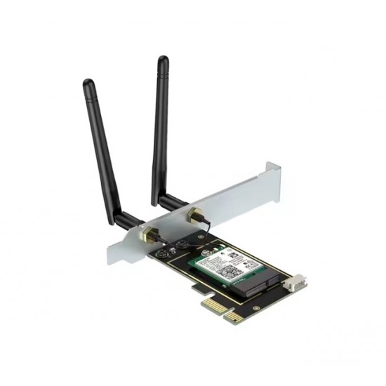 Intel Wireless AX210 NIC, Gigabit Tri-Band Wi-Fi 6E & Bluetooth 5.3 - With Fixing Plate and Antenna 