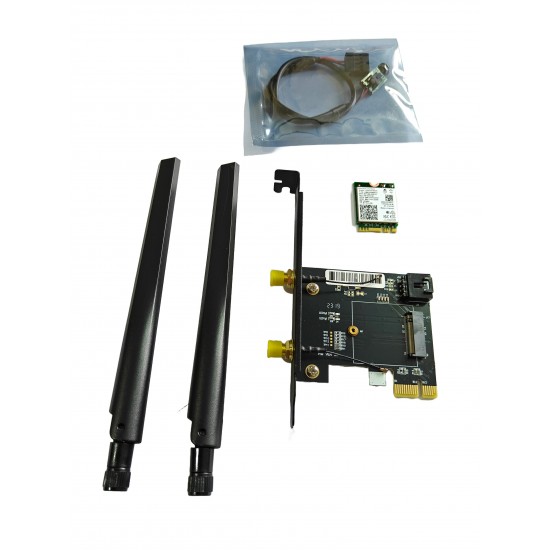 Intel Wireless AX210 NIC, Gigabit Tri-Band Wi-Fi 6E & Bluetooth 5.3 - With Fixing Plate and Antenna 