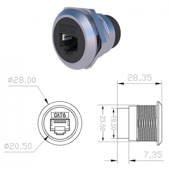 CAT6 Shielded RJ45 Female Panel Mount Ethernet Connector Metal LAN Socket CAT6 Shielded RJ45 Female Panel Mount Ethernet Connector Metal LAN Socket