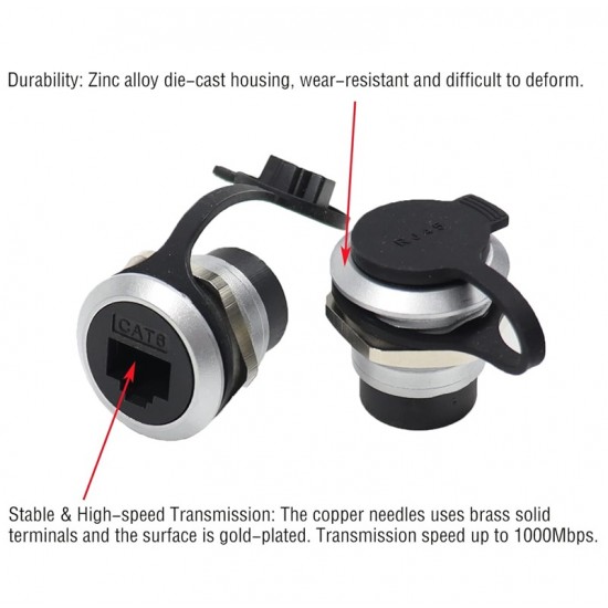 CAT6 Shielded RJ45 Female Panel Mount Ethernet Connector Metal LAN Socket CAT6 Shielded RJ45 Female Panel Mount Ethernet Connector Metal LAN Socket