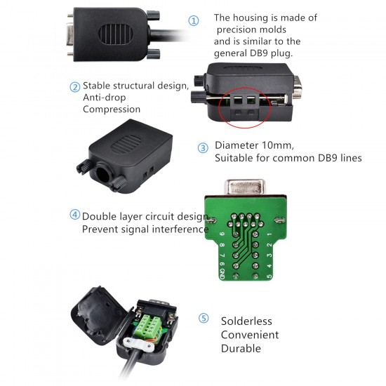 DB15 15-Pin Female Breakout Adapter with Screw Terminal | VGA Connector DIY Kit With Enclosure DB15 15-Pin Female Breakout Adapter with Screw Terminal | VGA Connector DIY Kit With Enclosure