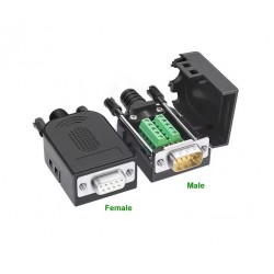 DB9 Male + Female (Set) Screw Terminal to RS232/RS485 Conversion Board With Shell & Nut