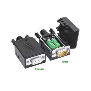 DB9 Male + Female (Set) Screw Terminal to RS232/RS485 Conversion Board With Shell & Nut