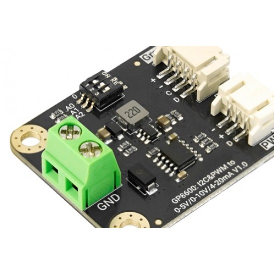 DF ROBOT Gravity: GP8600 1-Channel I2C & PWM to 0-5V / 0-10V / 4-20mA DAC Module (16-bit) (MPN:DFR1229) DF ROBOT Gravity: GP8600 1-Channel I2C & PWM to 0-5V / 0-10V / 4-20mA DAC Module (16-bit) (MPN:DFR1229)