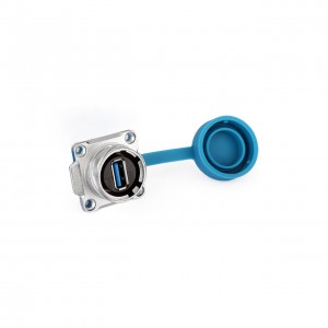 DH24 USB3.0 Female Socket Data Connector IP67 Waterproof - Panel Mount (Bayonet Lock) - DH-24-J/USB3/213/SX-43-401 DH24 USB3.0 Female Socket Data Connector IP67 Waterproof - Panel Mount (Bayonet Lock) - DH-24-J/USB3/213/SX-43-401