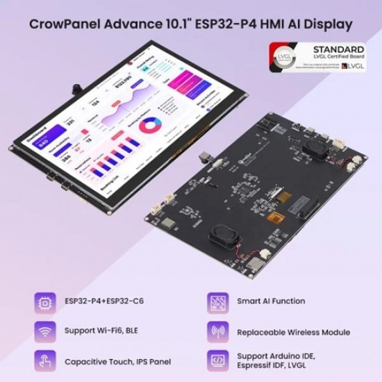 ELECROW CrowPanel Advanced 10.1inch |ESP32-P4 HMI AI Display 1024x600 IPS Touch Screen | WiFi 6 Support|Compatible with Arduino/LVGL-Without Camera (MPN:DHE04310D2)