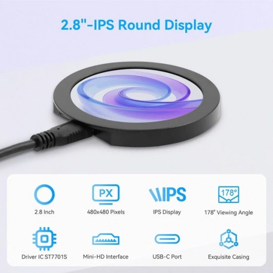 Elecrow 2.8inch Round IPS Display 480*480 HD Screen with Aluminum Housing