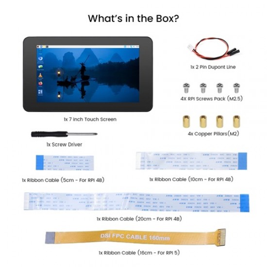 Elecrow 7inch IPS DSI Touch Screen-A 800×480 Monitor Compatible with Raspberry Pi/BB Black, etc (MPN:DLH05270B)