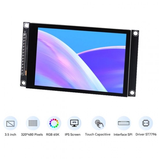 Elecrow 3.5inch IPS SPI LCD Capacitive Touch Display Module With ST7796 Driver - 320x480 Resolution, Arduino Compatible (MPN:DLS30035B)