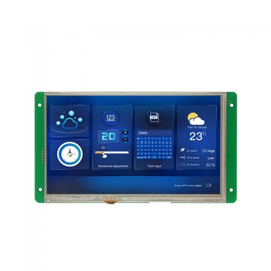 DWIN 7 Inch HMI SMART LCD, Resistive Touch, IPS TFT 1024x600 250nit Smart LCD Display, DMG10600C070_03WTR