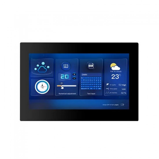 Dwin 10.1 Inch HMI LCD, Resistive Touch, IPS TFT 1024x600 250nit UART LCM LCD Display With Enclosure DMG10600C101_15WTR