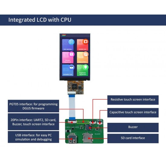DWIN 3.5inch COF LCD, IPS TFT 320x480 200nits COF Series LCD Display, DMG48320F035_05WN DWIN 3.5inch COF LCD, IPS TFT 320x480 200nits COF Series LCD Display, DMG48320F035_05WN